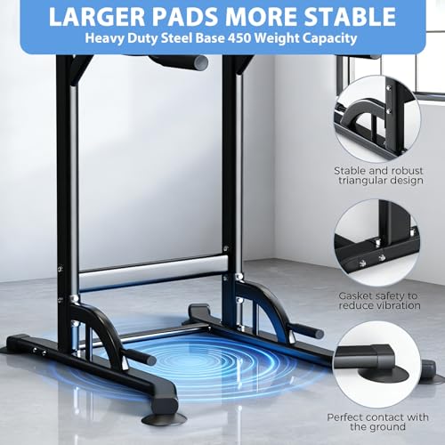 Multi-Function Pull Up Dip Bar Station - Black for Home Gym