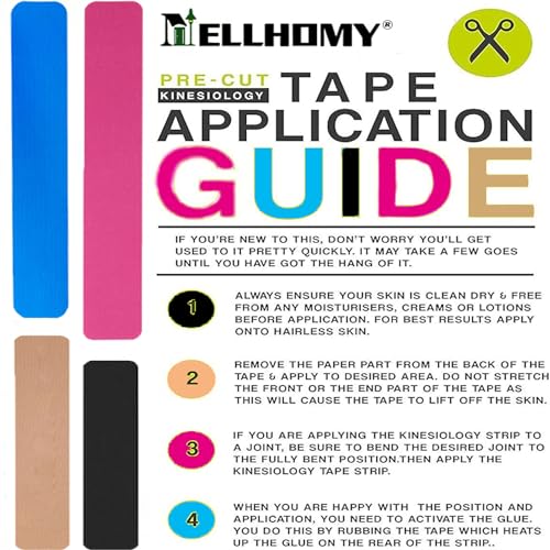 Kinesiology Tape - 20 Precut Cotton Strips for Pain Relief, Mix-4