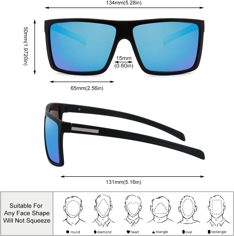 Skiennix Men's Polarized Sunglasses - Classic Square Design with UV Protection for Driving