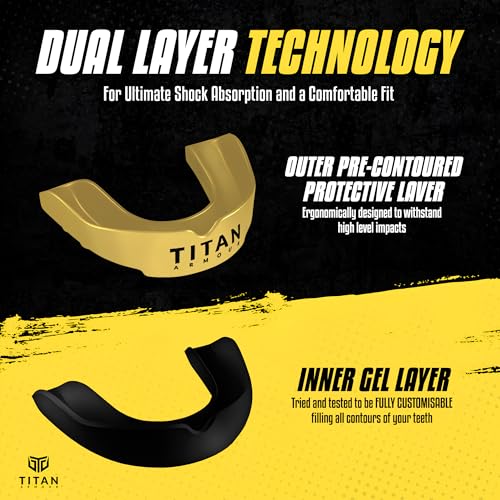 Titan Armour Adult Solid Gold Dual-Layer Boil & Bite Mouthguard for Boxing & Martial Arts
