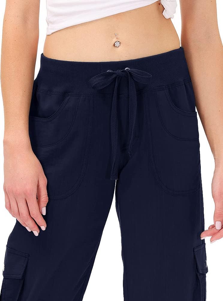 MoFiz Women's Casual Capri Pants - Lightweight Baggy Cargo with Pockets for Hiking & Everyday Wear