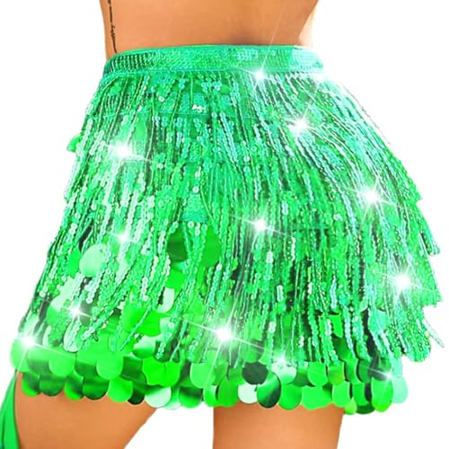Nicute Green Sequin Mermaid Skirt for Women - Sparkly Belly Dance Costume, One Size
