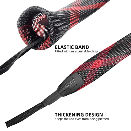 Fishing Rod Sleeve for Casting Rods up to 8ft - Black & Red, 2 Pcs