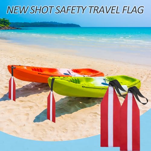 Safety Travel Flag - 2Pcs Red Kayak Towing Warning Flag