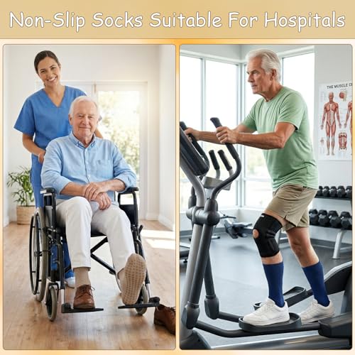 Non-Slip Pilates Crew Socks with Grips - Large - Black, White, Gray, Beige, Navy
