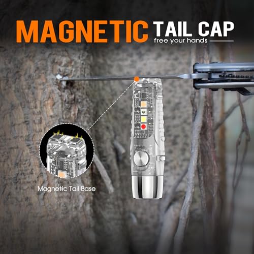 S12Pro Keychain Flashlight Rechargeable,750 High Lumen EDC Mini Flashlight with Clip,Multifunction COB Light with 365nmUV-11 Lighting Modes, Tail Magnet, Flash Light