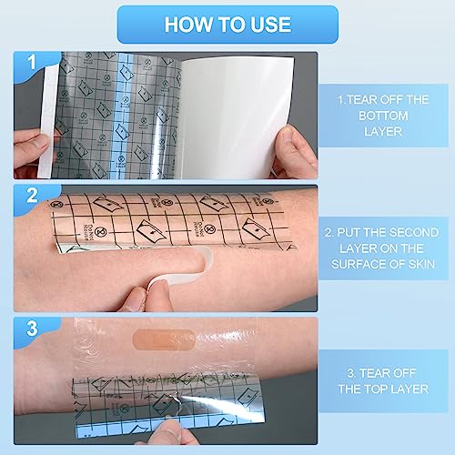 50 Waterproof Transparent Adhesive Bandages - 6x6 Inch