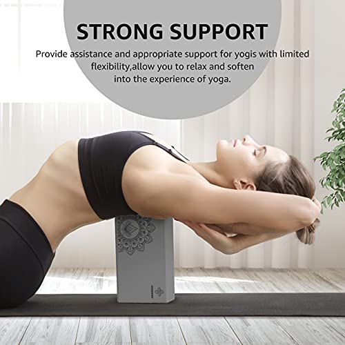Yoga Blocks 2 Pack - Grey EVA Foam Non-Slip Support 9x6x3"