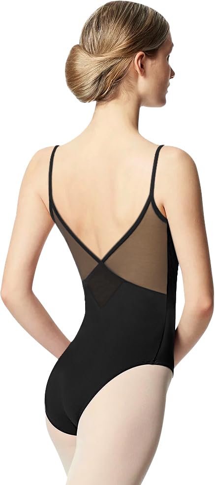 Women's Black Mesh V-Back Ballet Leotard Camisole Small Tegmk
