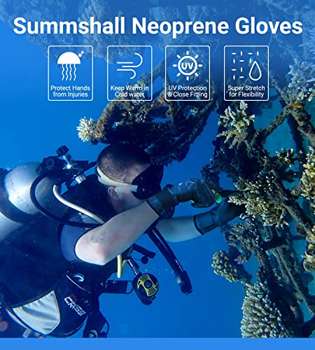 Summshall 3MM Camo Blue Neoprene Diving Gloves for Men & Women - Thermal, Non-Slip, Adjustable Wrist