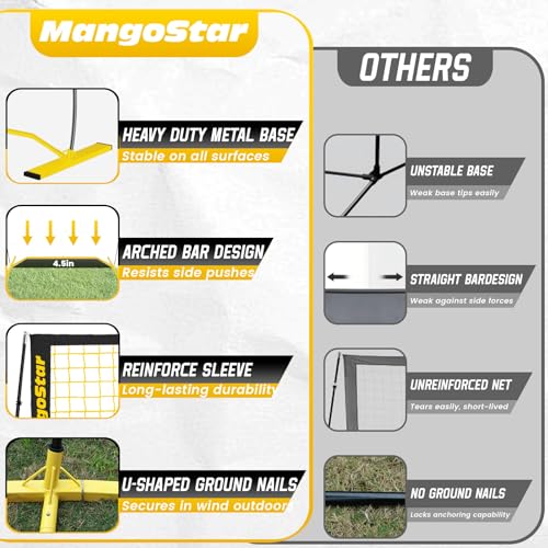 12FT Portable Volleyball Net - Adjustable Height, Freestanding with Carry Bag