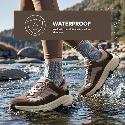 NORTIV 8 Women's Waterproof Leather Hiking Shoes - Tan, Size 7.5
