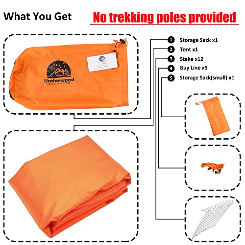 Underwood Aggregator 1-Person Ultralight Trekking Pole Tent - Green, No Poles