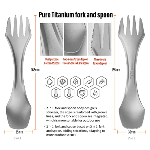 3-in-1 Titanium Spork – Lightweight Camping Utensil Set
