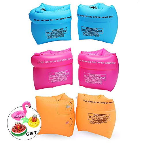 Jiareet 4-6 Pack Inflatable Water Arm Floaties for Kids & Adults - Safety Swim Bands with 3 Colors