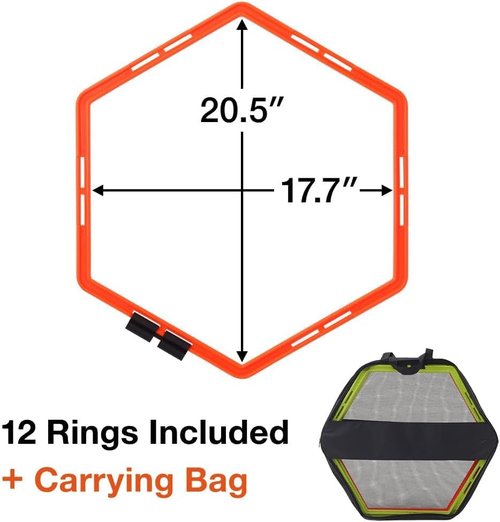 Japard Hex Agility Rings - Speed Training & Footwork Drills | Includes Carrying Bag