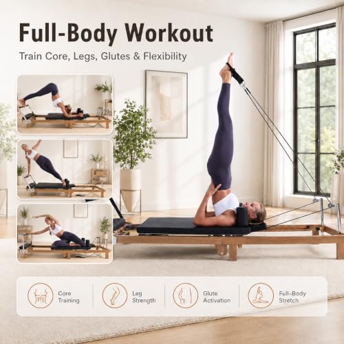 Foldable Pilates Reformer with Jumpboard – 88x11x21.3 Inches