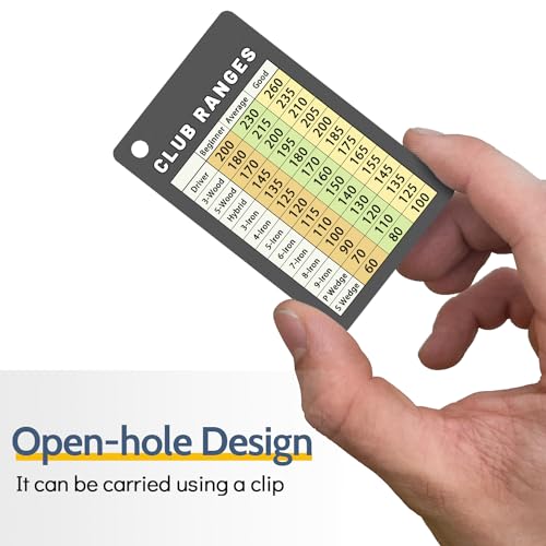 Golf Club Range Chart Card - Sturdy Yardage Cheat Sheet with Clip