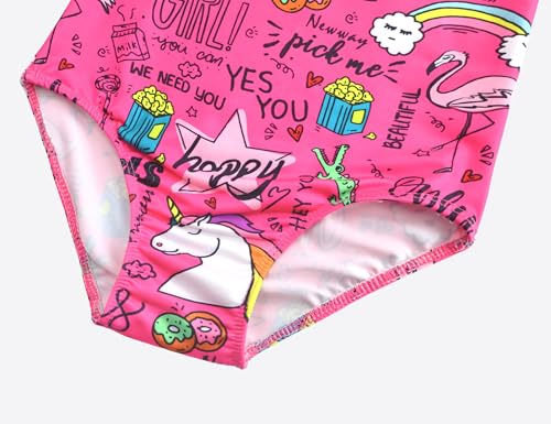 Girls One-Piece Multicolor Swimsuit - Red Cartoon, 5-6 Years