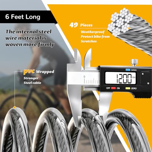 Heavy Duty 6FT Steel Cable Lock with 4-Digit Combination for Bikes & Outdoor Security