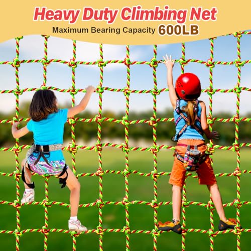 LAKNUAL 3.3ft x 6.6ft Heavy-Duty Polyester Climbing Cargo Net for Kids Outdoor & Indoor Play
