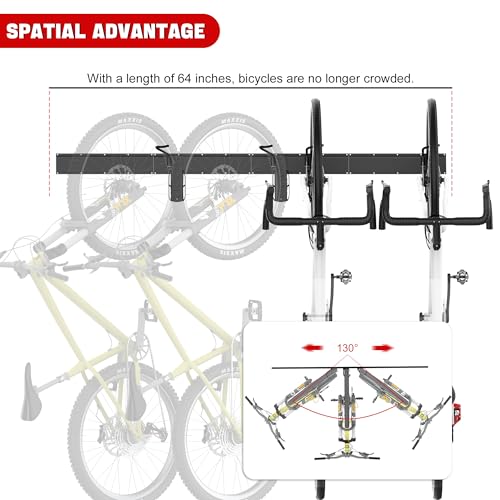 Ultrawall Adjustable Wall-Mounted Bike Storage Rack with Swivel Hooks