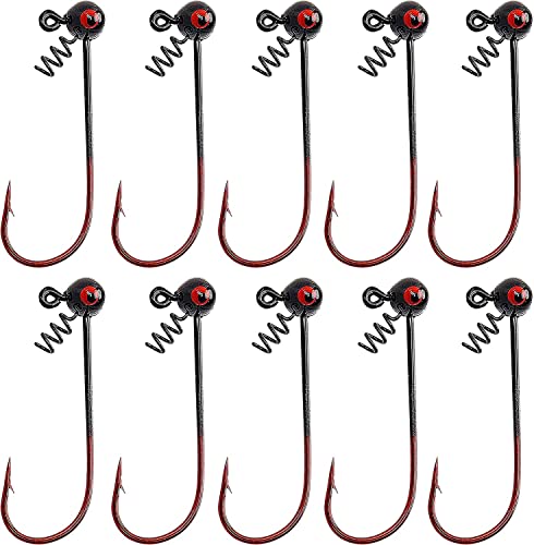 Shakey Head Fishing Jig Hooks with Screw Lock - 1/4 oz, 5 Pack