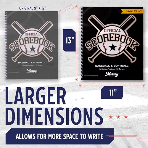 Large Print Baseball & Softball Scorebook - Spiral Bound, 35 Games