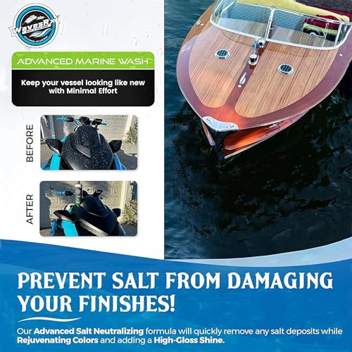 WAVESRX 32oz Salt Neutralizing Boat & Jet Ski Wash with SiO2 Surface Protection