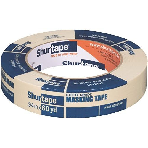 Shurtape CP 83 Utility Grade, High Adhesion Masking Tape, 24mm x 55m, Natural, 1 Roll (250199)