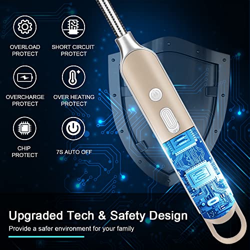 SUPRUS Electric Rechargeable Arc Lighter with LED Battery Display — Gold, 3 Packs, 360° Bendable Neck