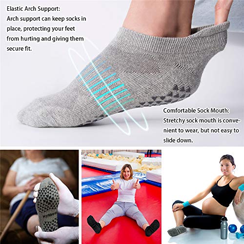 Large-X-Large Unisex Non-Slip Yoga Socks with Grip - 2 Pairs Black & Grey