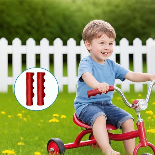 Red 3/4 Inch Bike Handlebar Grips - Antislip Tricycle Grips