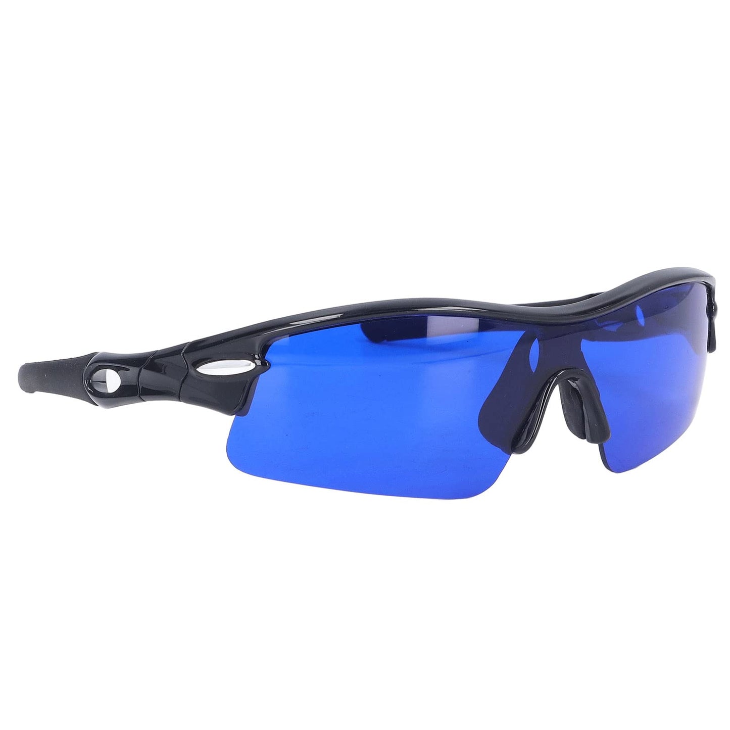 MOUMOUTEN Golf Ball Finder Glasses, Polarized Blue Lens UV Proof Sun Protection Grass Filter with Glasses Cloth and Storage Bag, Ball Finding Filtering Sunglasses for Golfers(Black)