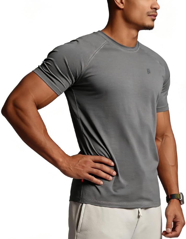 Skiennix Men's Athletic T-Shirts - Breathable Wicking Fabric - Casual Short Sleeve Crew Neck - Perfect Fit