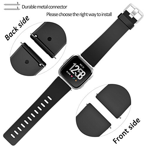Fitbit Versa 2 Bands - Soft Waterproof Replacement Wristband Strap - Large 7.2"-8.7" - Black