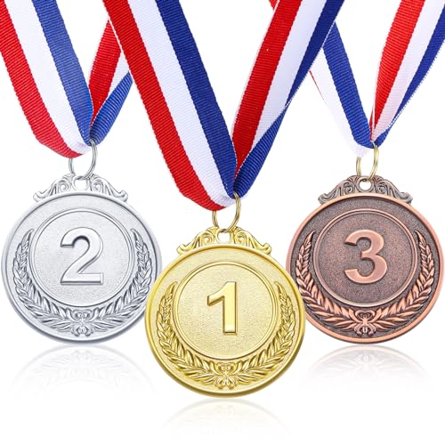 3 Pack Winner Medals - Gold, Silver, Bronze with Neck Ribbons
