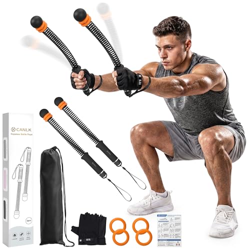 Adjustable Ropeless Battle Ropes with Weight - 2 Pack, Black