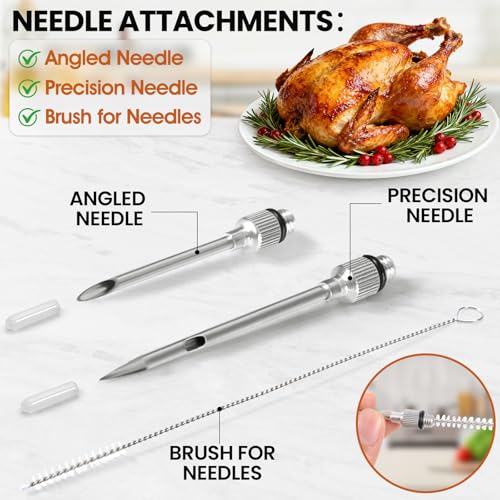 Stainless Steel Turkey Baster with Needles & Brushes for Cooking & Grilling