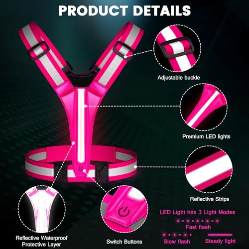 LED Reflective Running Vest - Rechargeable Safety Gear for Night Running