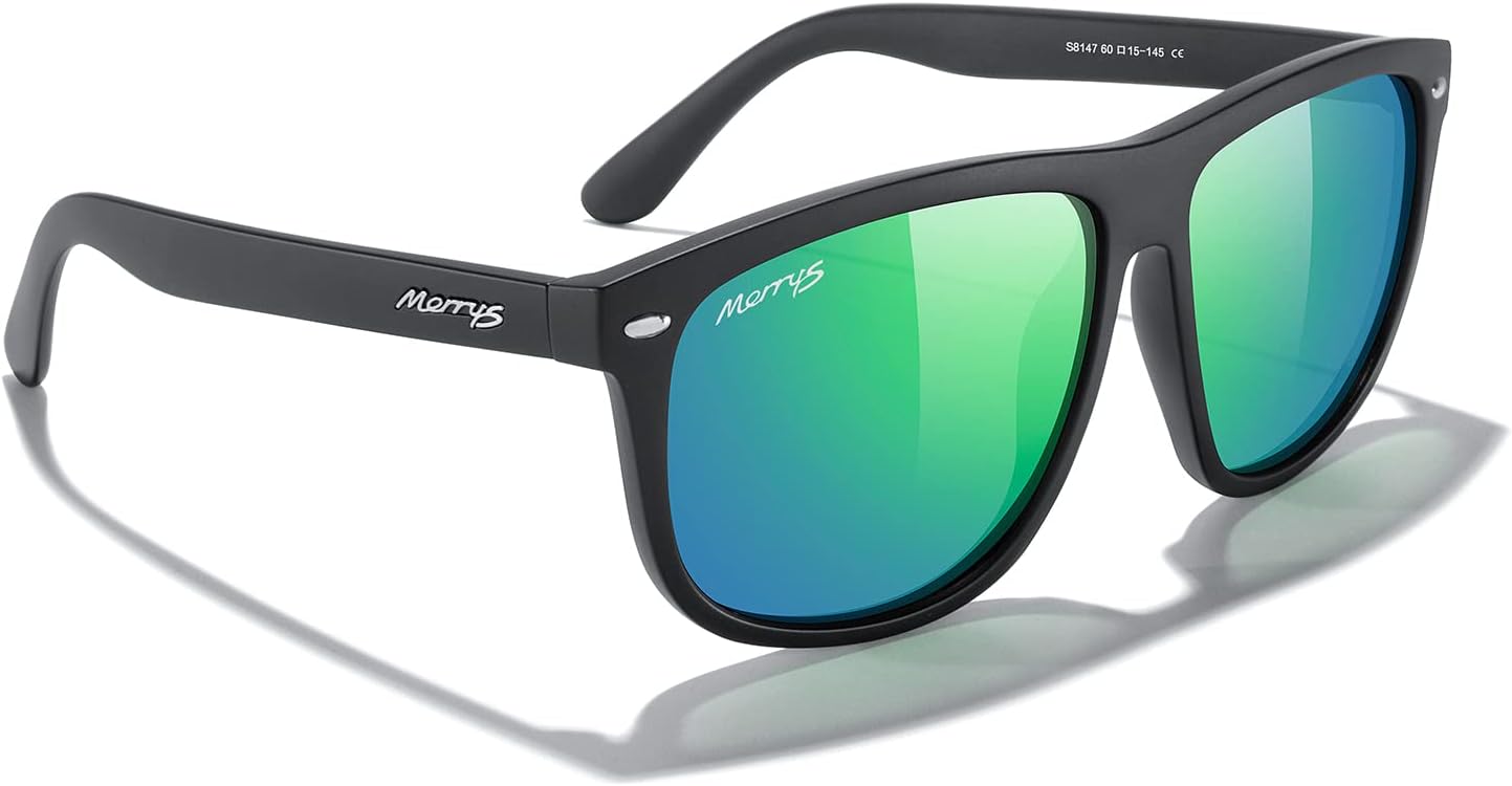 MERRY'S Men's Oversized Square Polarized Sunglasses - UV400 Protection for Driving, Fishing & Golfing