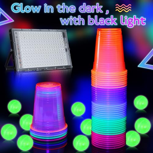 Glow in the Dark Cups and Balls Set - 32 Pcs Multicolor
