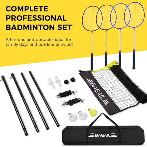 Outdoor Badminton Net Set with Anti-Sag Winch System - Yellow