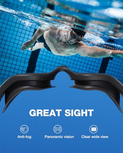 ZIONOR G1 Air Polarized Swim Goggles Adult, Black Frame Gold Lens, Anti-Fog