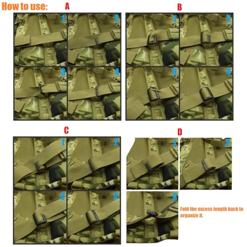 Tactical Webbing Strap Keeper Clips - 1-Inch, Black, 2-Pack
