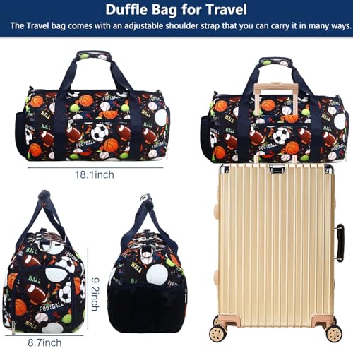 RHCPFOVR Gym Travel Duffle Bag for Boys - Deep Blue with Shoe & Wet Pocket, Kids Sports Overnight Bag