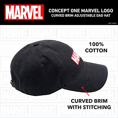 Marvel Logo Adjustable Cotton Dad Hat - Black