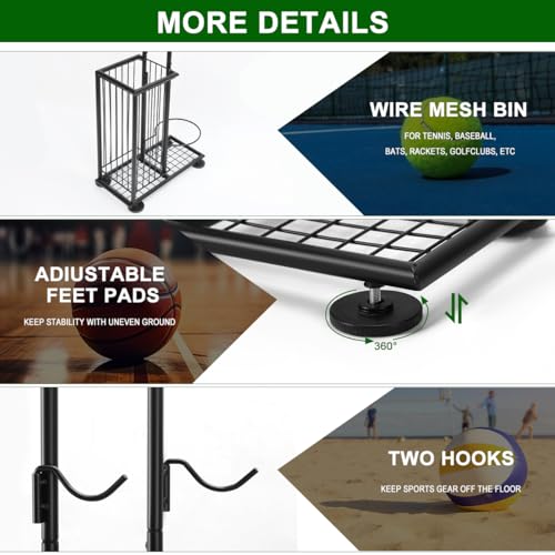7-Tier Sports Equipment Storage Rack with Baskets for Balls & Gear