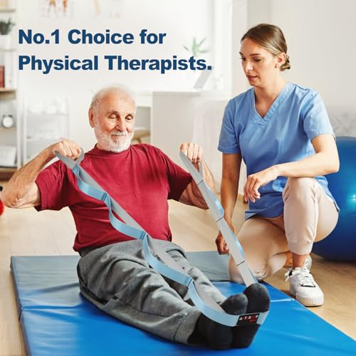 Durable Non-Elastic Stretch Strap for Yoga & Therapy - Blue & Silver