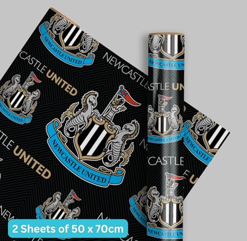Newcastle United FC Wrapping Paper - 2 Sheets & 2 Tags, 70cm x 50cm